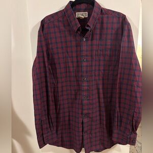 Duluth Trading Co Red and Navy Plaid Shirt